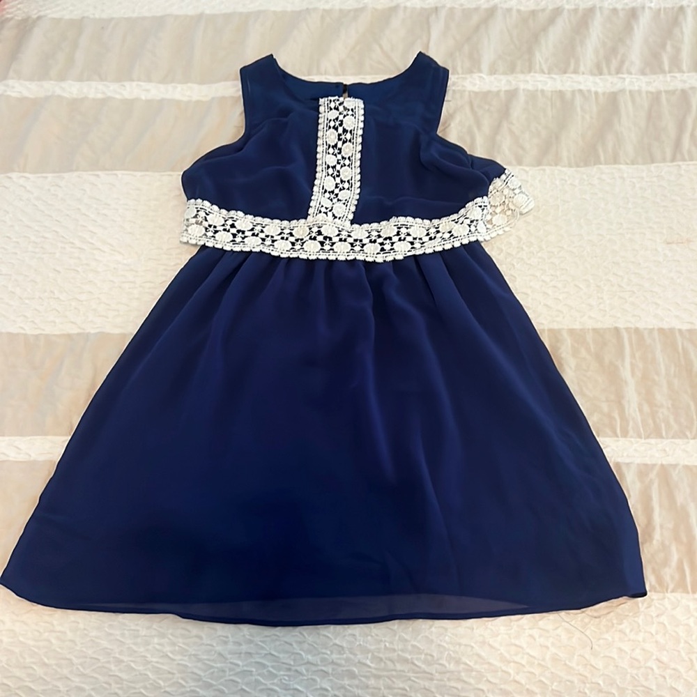 Navy dress with cute trim